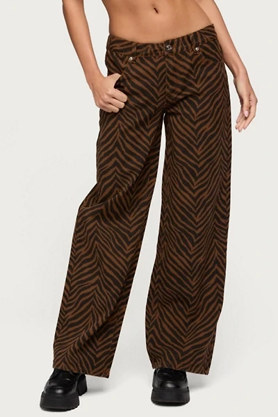 Edikted Zebra Print Low Rise Baggy Jean