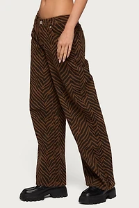 Edikted Zebra Print Low Rise Baggy Jean