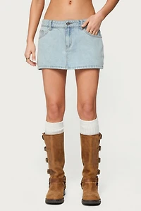 Edikted Petite Chiara Denim Micro Skirt