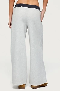 Edikted Petite Contrast Embroidered Sweatpants
