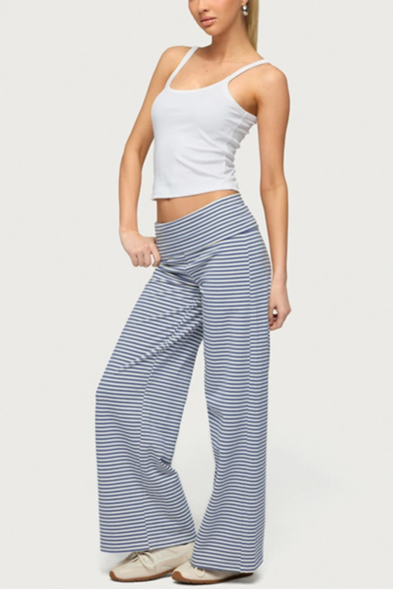 Edikted Petite Lilah Striped Fold Over Pants