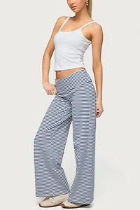 Edikted Petite Lilah Striped Fold Over Pants