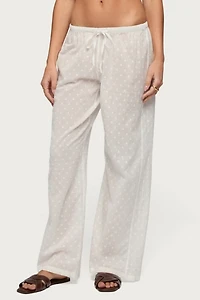 Edikted Embroidered Polka Dot Sheer Cotton Pants