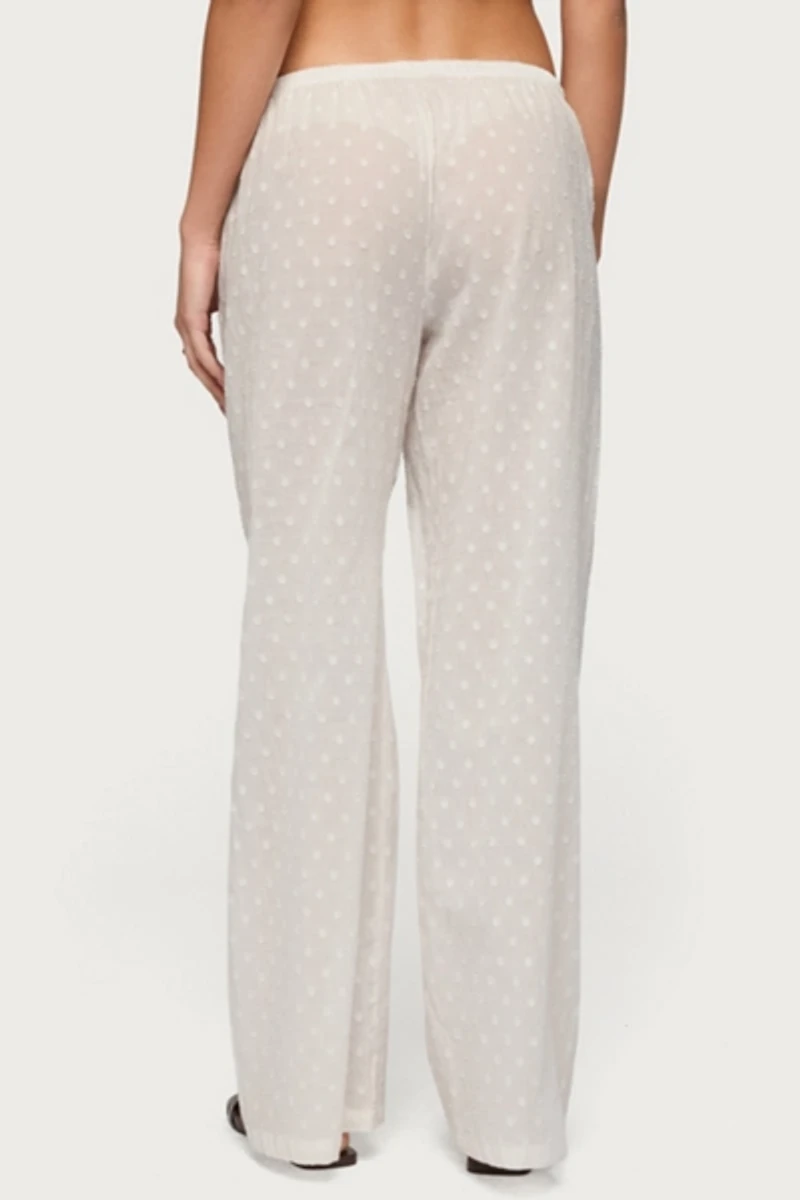 Edikted Embroidered Polka Dot Sheer Cotton Pants