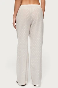 Edikted Embroidered Polka Dot Sheer Cotton Pants