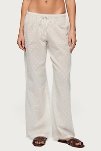 Edikted Embroidered Polka Dot Sheer Cotton Pants