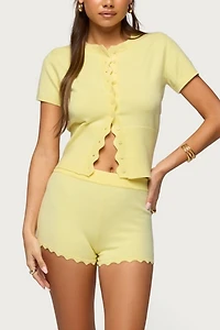 Edikted Rosie Scalloped Knit Shorts