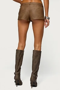 Edikted Idara Faux Leather Micro Shorts