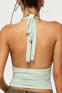 Edikted Sequin Plunge Neck Halter Top