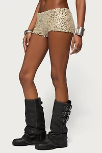 Edikted Annael Sequin Knit Micro Shorts