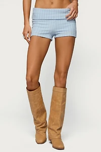 Edikted Iyara Textured Knit Foldover Micro Shorts