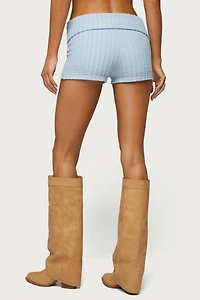 Edikted Iyara Textured Knit Foldover Micro Shorts