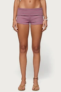 Edikted Monikah Striped Foldover Micro Shorts