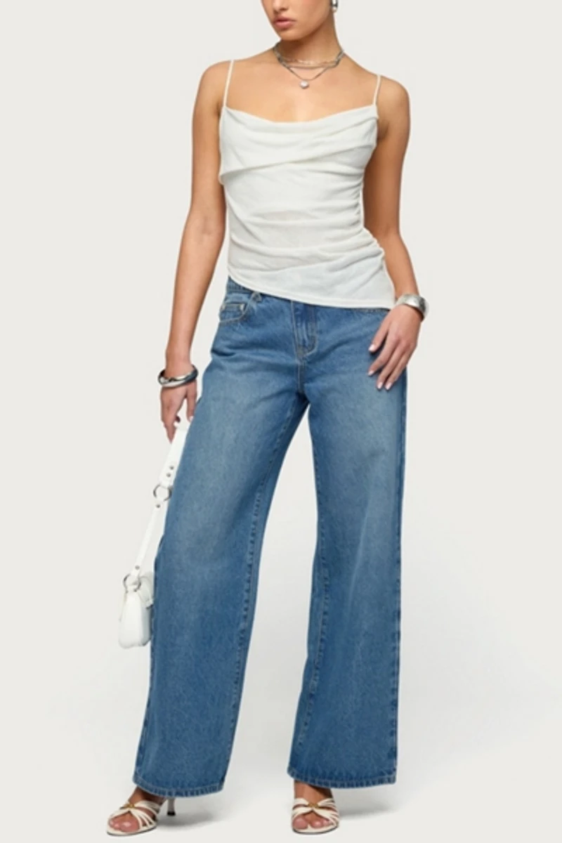 Edikted Asymmetric Cowl Neck Tank Top