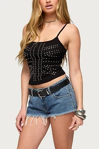 Edikted Union Jack Grommet Tank Top