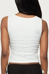 Edikted Elisia Twist Cutout Flower Lace Top