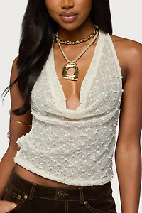 Edikted Textured Backless Bead Chain Halter Top