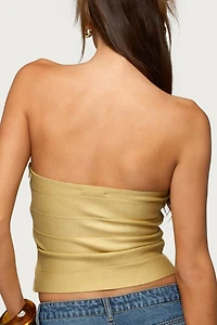 Edikted Cecilea Metallic Knit Bandage Tube Top