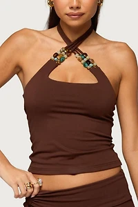 Edikted Thia Bead Halter Top