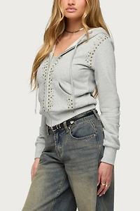 Edikted Patricia Studded Zip Up Hoodie