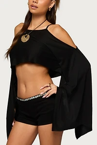 Edikted Ivanna Cutout Cape Cropped Top