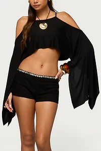 Edikted Ivanna Cutout Cape Cropped Top