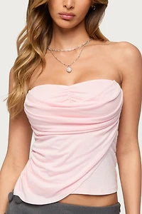 Edikted Darciee Draped Layered Look Strapless Top