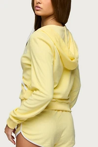 Edikted Madilyn Terry Cloth Zip Up Hoodie