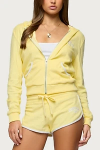 Edikted Madilyn Terry Cloth Zip Up Hoodie