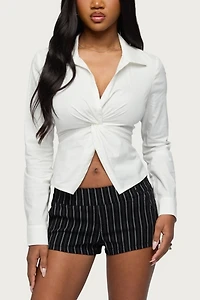 Edikted Jovie Twisted Lace Up Tailored Shirt