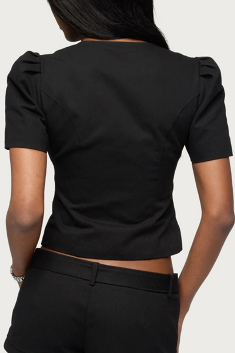 Edikted Thea Twill Button Up Top