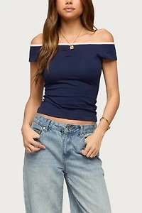 Edikted Dellah Contrast Off Shoulder Top