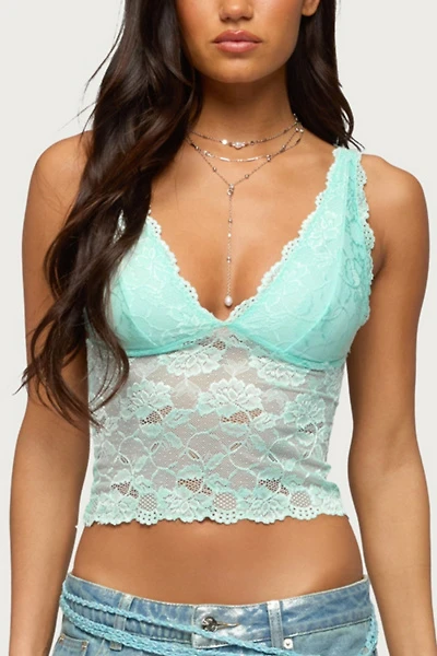 Edikted Vanya Sheer Lace V Neck Top