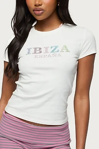 Edikted Ibiza Rhinestone T Shirt