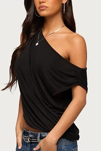 Edikted Ofelia Asymmetric Off Shoulder Ruched Top
