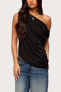 Edikted Ofelia Asymmetric Off Shoulder Ruched Top