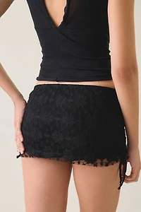 Out From Under Lola Lace Side-Tie Foldover Micro Shorts
