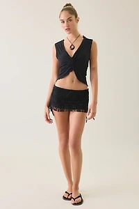 Out From Under Lola Lace Side-Tie Foldover Micro Shorts