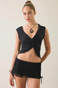Out From Under Lola Lace Side-Tie Foldover Micro Shorts