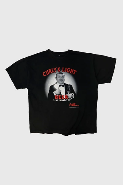 Vintage 1999 Curly's Light Beer Panther Brewing Graphic T-Shirt