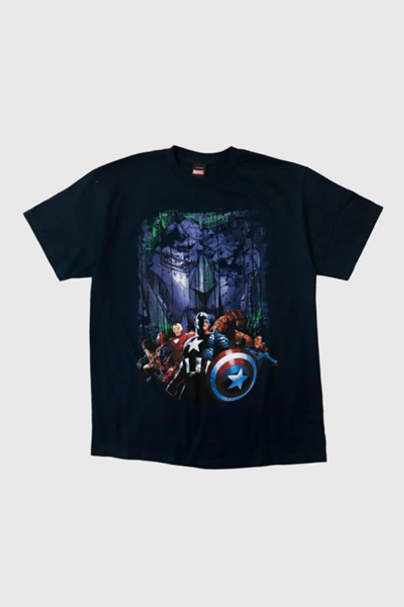 Vintage 2011 Marvel Mad Engine Superhero Graphic T-Shirt