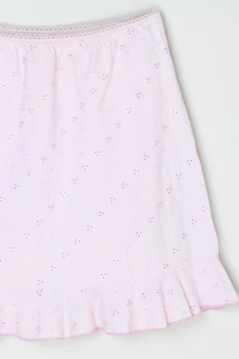 Vintage Y2k Light Pink Embroidered Mini Skirt