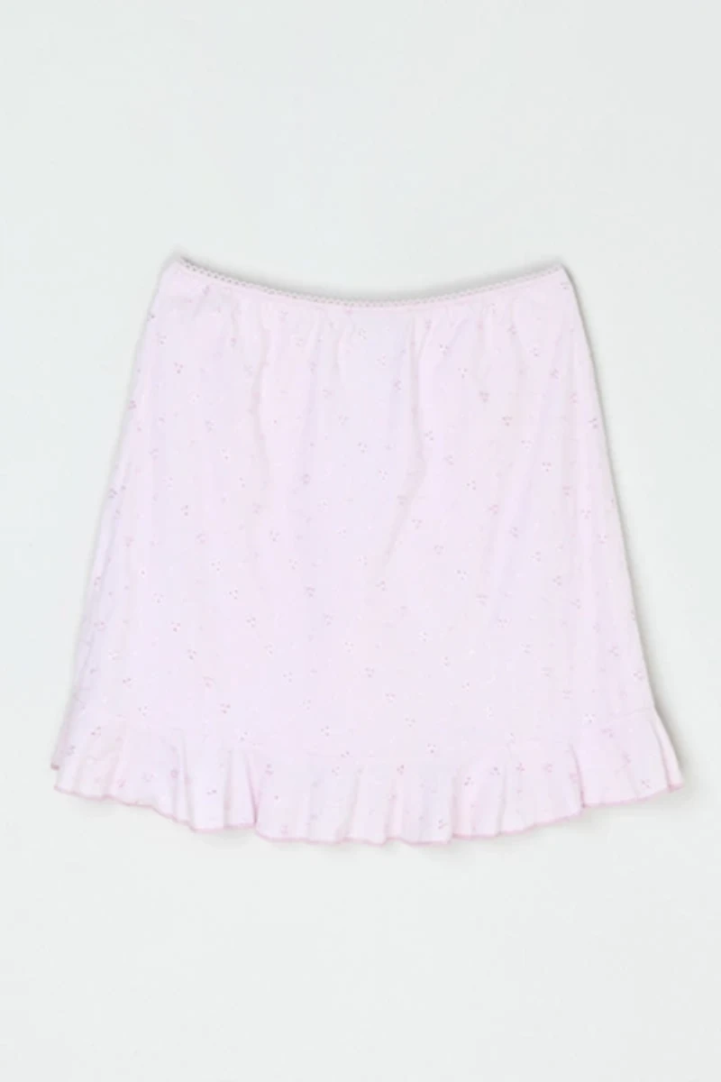 Vintage Y2k Light Pink Embroidered Mini Skirt