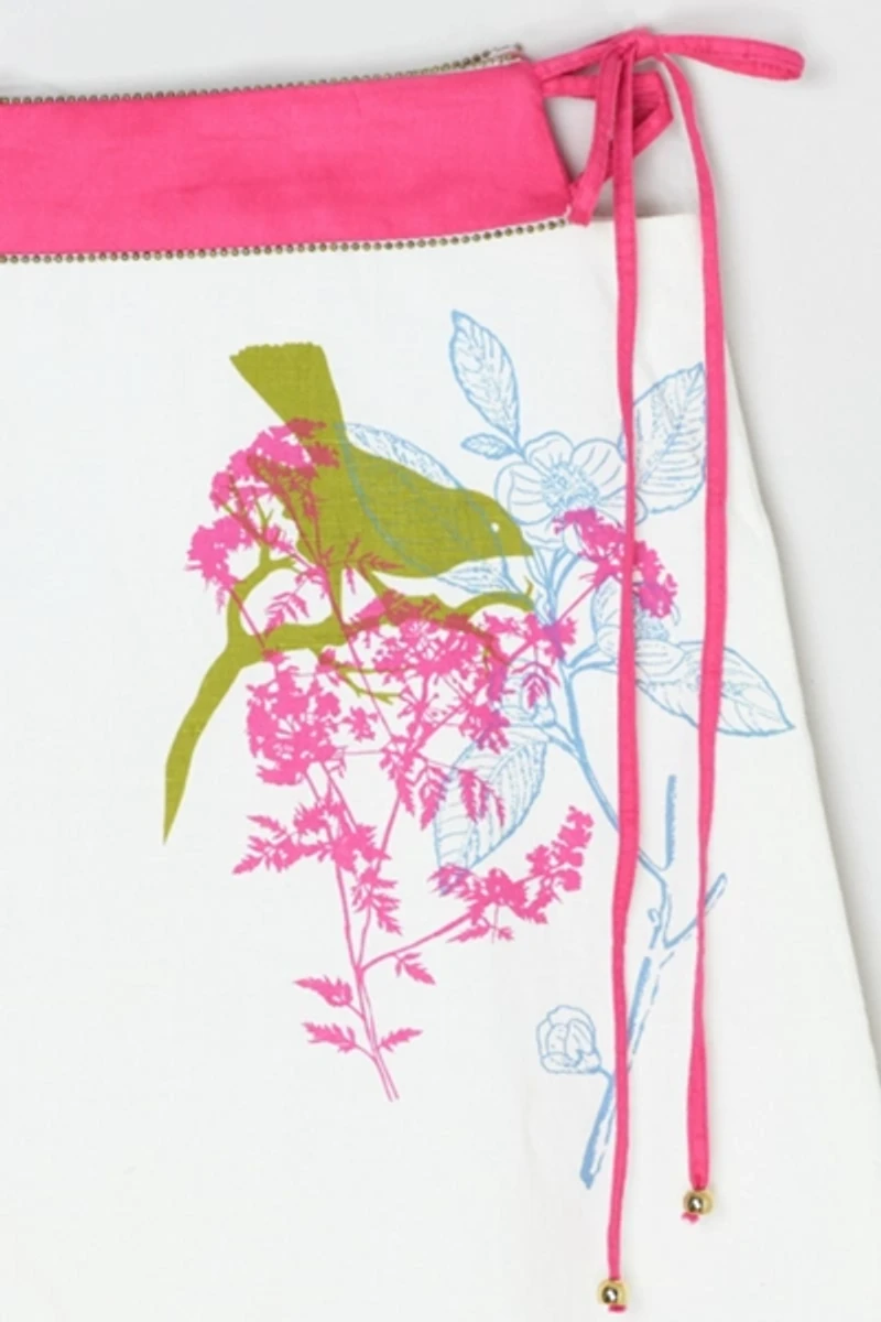 Vintage Y2k Pink Printed Mini Skirt with Cutout & Tie