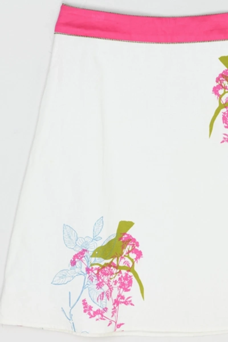 Vintage Y2k Pink Printed Mini Skirt with Cutout & Tie