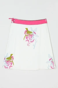 Vintage Y2k Pink Printed Mini Skirt with Cutout & Tie