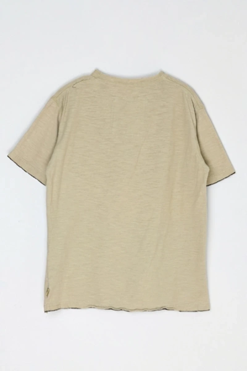 Vintage Y2k Ferruche Button-Neck Graphic T-Shirt