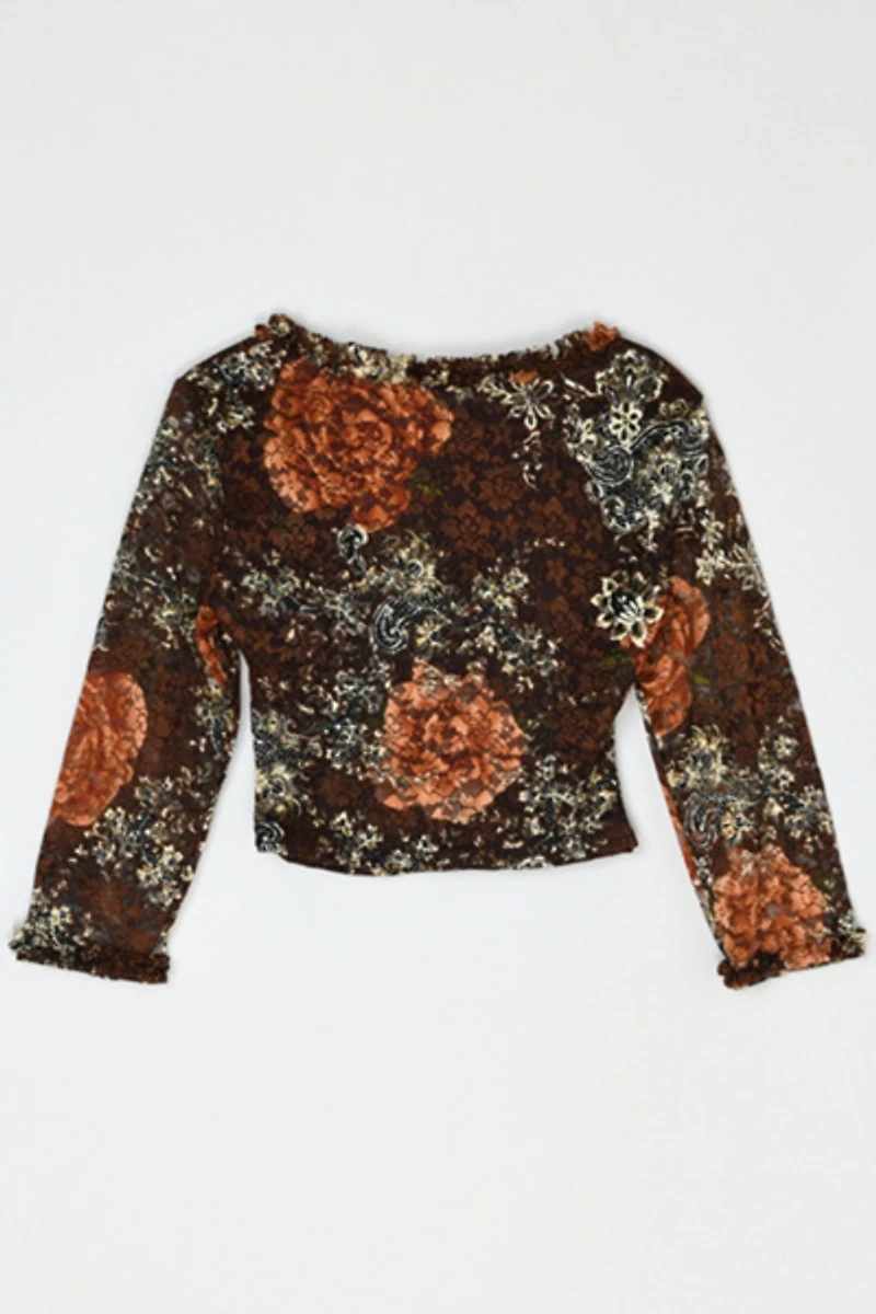 Vintage Y2k Lacy Ruched Crop Top