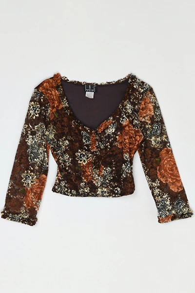 Vintage Y2k Lacy Ruched Crop Top