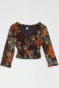 Vintage Y2k Lacy Ruched Crop Top